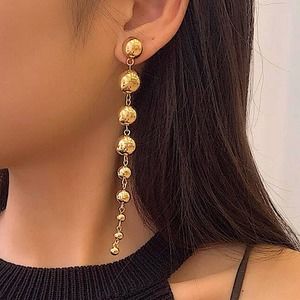 Gold Ball Drop Beaded Dangle Earrings